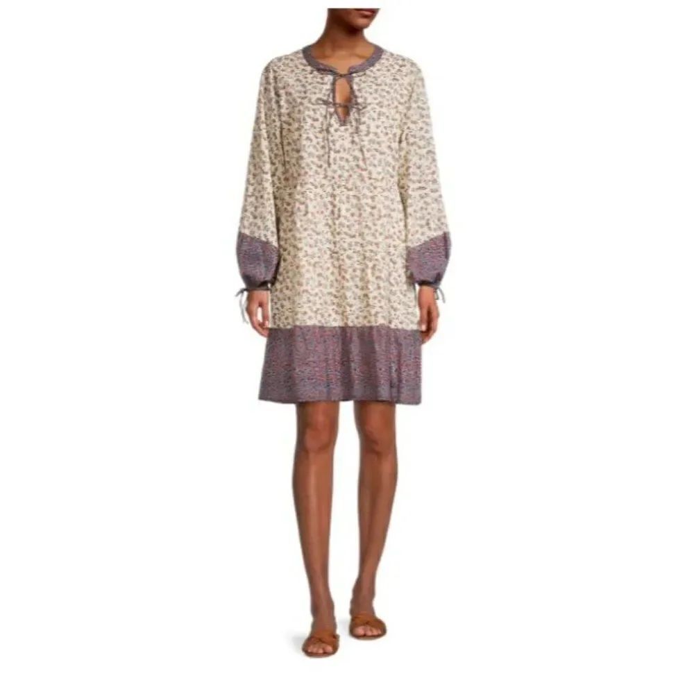 Roller Rabbit Womens Aidan Dress M Multi-Color Floral Long Sleeve Cotton NWT